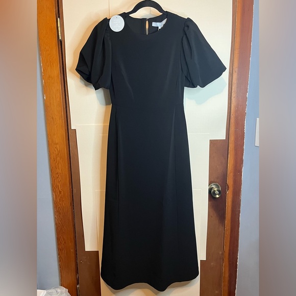NWT Hill House Home Women’s Sz XS “Constance” Black Stretch Crepe Midi Dress - Picture 1 of 9